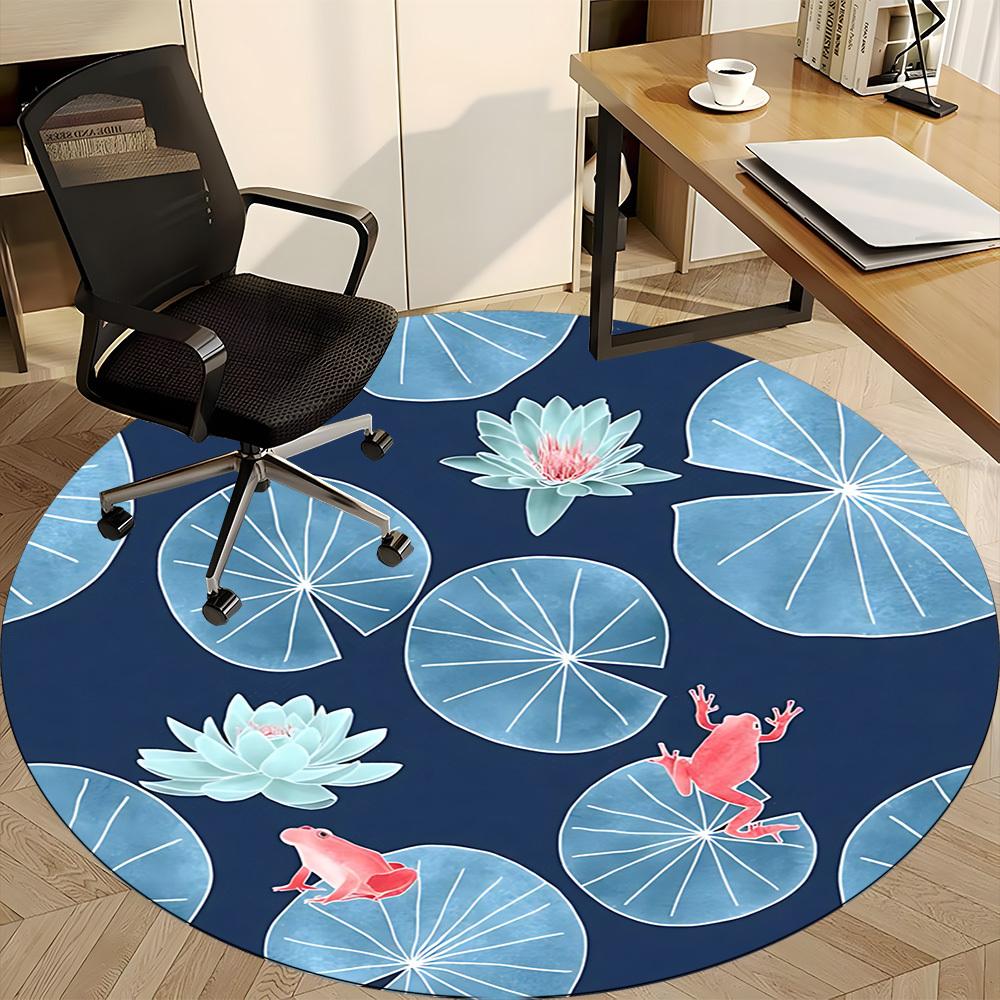 1pc Frog Lily Office Round Area Rug, Under Office Chairs Bedroom Living Room Home Decor, Room Deco, Available in Various Sizes