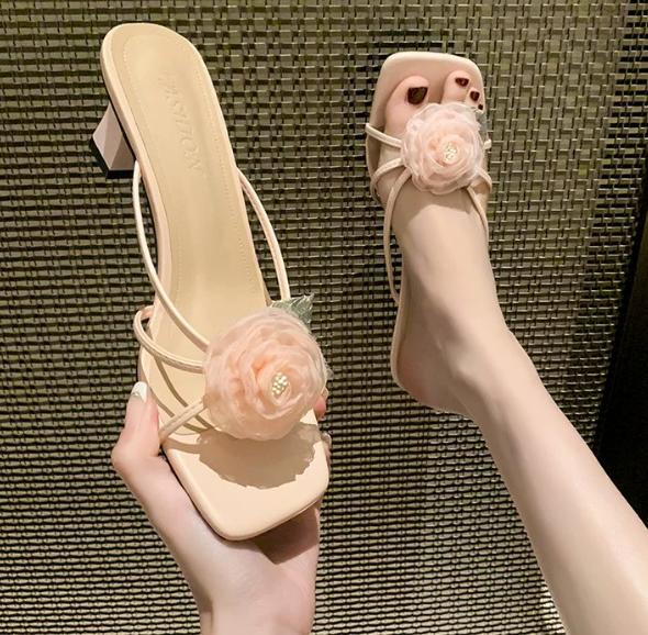 Fashion Baotou 2024 Spring and Summer Women's Shoes Korean Silk Satin Pointed Bowknot Slippers Flat Heel Sets Half Slippers