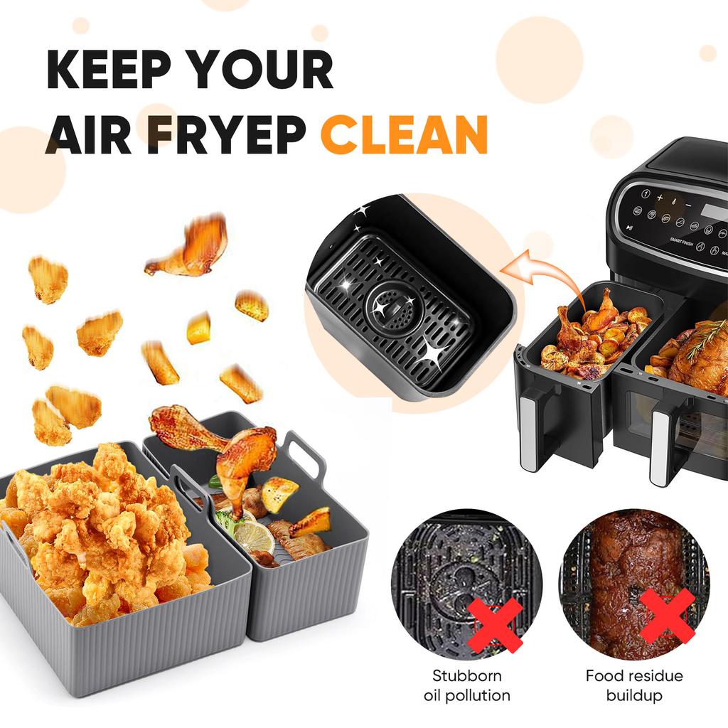 2pcs Set Silicone Air Fryer Mat AirFryer Baking Pan Mold Reusable Oven Baking Tray Pad Non-stick Basket Liners Pot Kitchen Tool