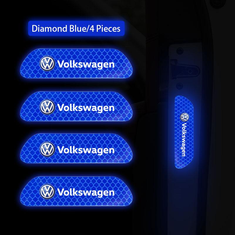 WGLRK1 4Pcs Volkswagen Safety Warning Night Reflection Car Stickers For VW Scirocco GTI Polo Golf CC T5 GTE Passat Variant b6 Jetta