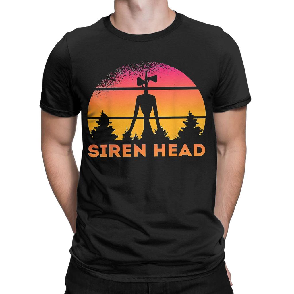 Siren Head Sunset Retro Graphic 100 Cotton Tshirt Siren Head Tees Tops For Unisex