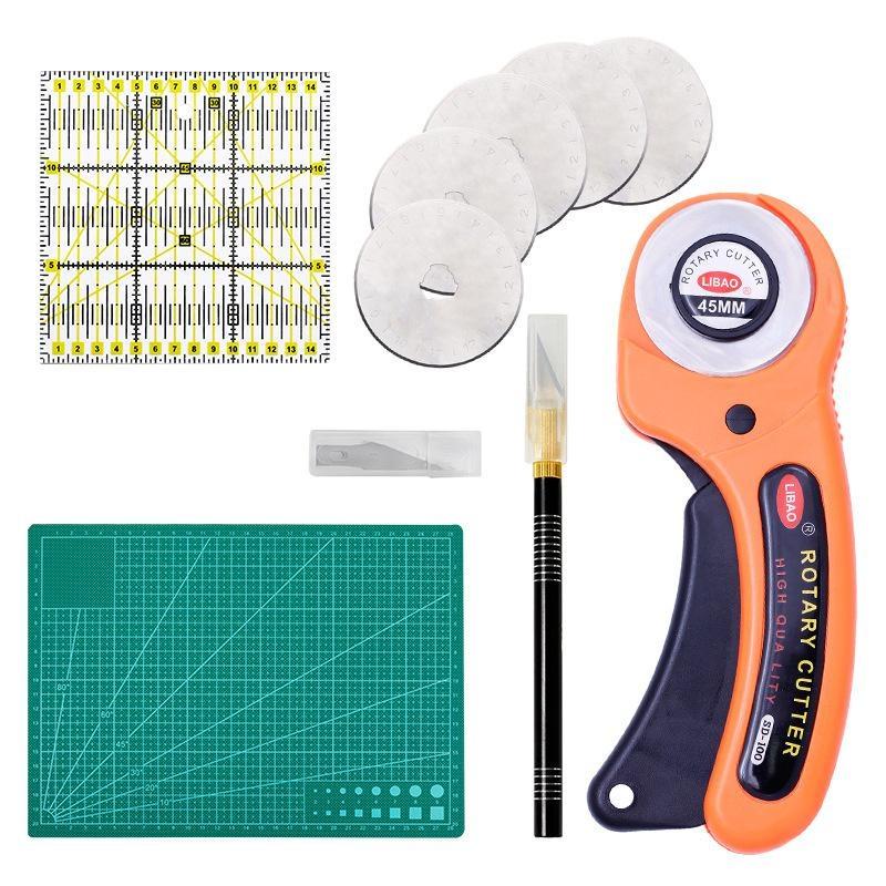 

Набор для шитья из 5 предметов Набор инструментов для шитья одежды Ручной резак Набор ножей для пэчворка Пэчворк-нож Пэчворк-линейка DIY Шитье Пэчворк. Light Grey