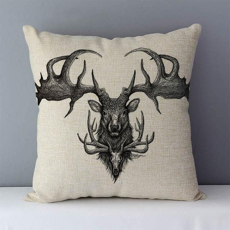 Cushion Home Decorative Pillows Elephant Kola Elk Printed Animals Pillowcase 45x45cm