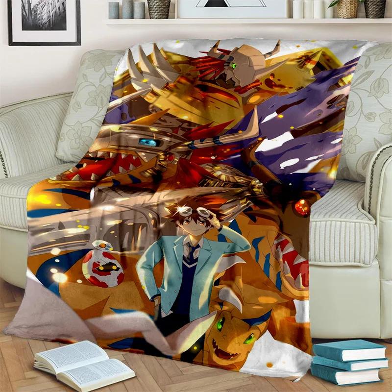 3D Digimon Adventure Monster Cartoon Blanket,Soft Throw Blanket for Home Bedroom Bed Sofa Picnic Travel Office Cover Blanket Kid