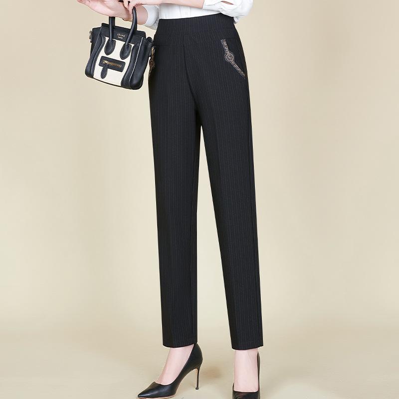 

Elegant Spring Casual Pants for Women - Slimming Straight-Leg, Versatile for Middle-aged & Elderly 3XL (120-135 jin)