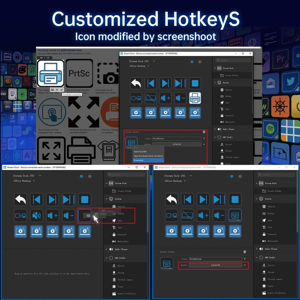 Stream Controller Deck with 3 Sticker Stream Dock with 15 Customizable LCD Trigger Actions for OBS and for MT-VIKI Skins, Keys, Studio, Streamlabs,