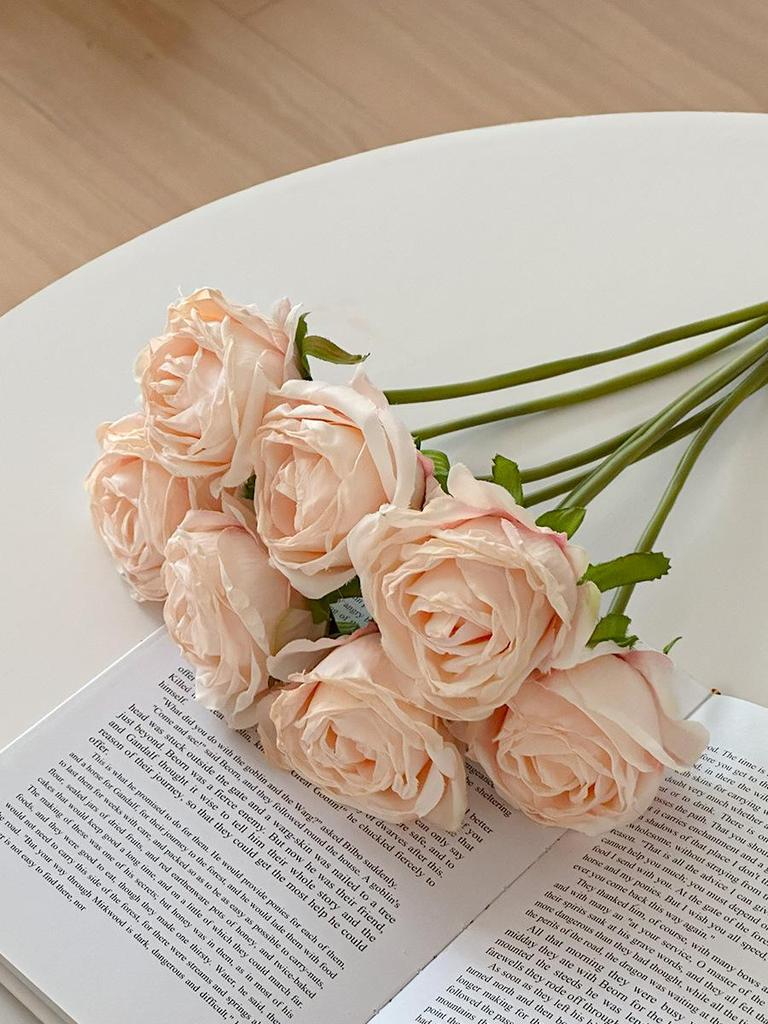 Rose Artificial Flower Arrangement for Living Room Dining Table - Preserved Dried Bouquet Vase Decoration