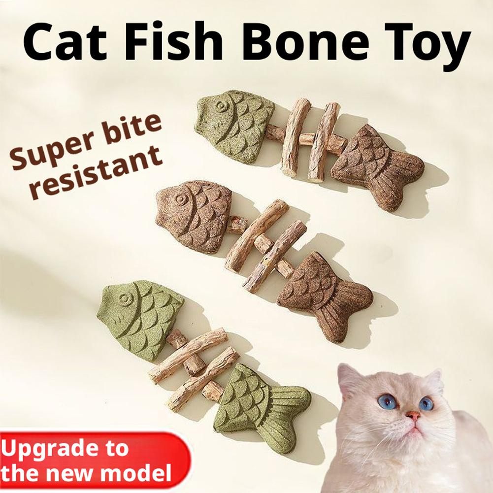 Funny Fish Bone Cat Toys Cat Teeth Cleaning Toy With Catnip Silver Vine Kitten Interactive Toy For Indoor Pet Supplies