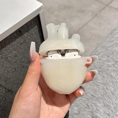 Kopfhörerhülle mit rotem Herz für Airpods Pro, 3D-Abdeckung aus flüssigem Kieselgel, Anti-Drop-Schutzhülle für kabellose Kopfhörer, stoßfeste Silikonhülle