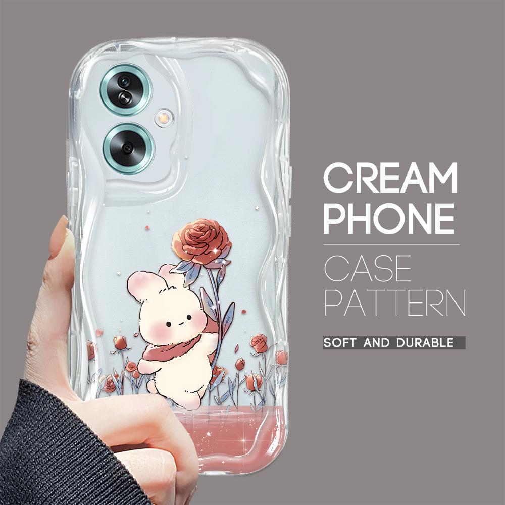 Lindo patrón de dibujos animados textura crema carcasa borde ondulado funda de silicona suave funda de teléfono para OPPO Reno Realme