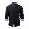 2024 Men's European & American Fashion Slim Fit Color Block Cotton Shirt, Short & Long Sleeve Options