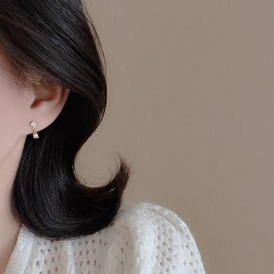 Sweet Champagne Zirconia Studs Female Niche High-level Sense of One Hundred Exquisite and Light Luxury Earrings Studs Office Versatile Daily Wear