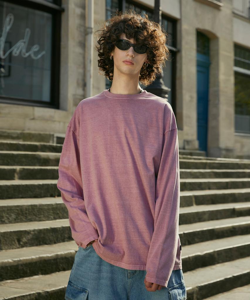 Peullukeu Pigment Long Sleeve T-Shirt Indie Pink Flt701