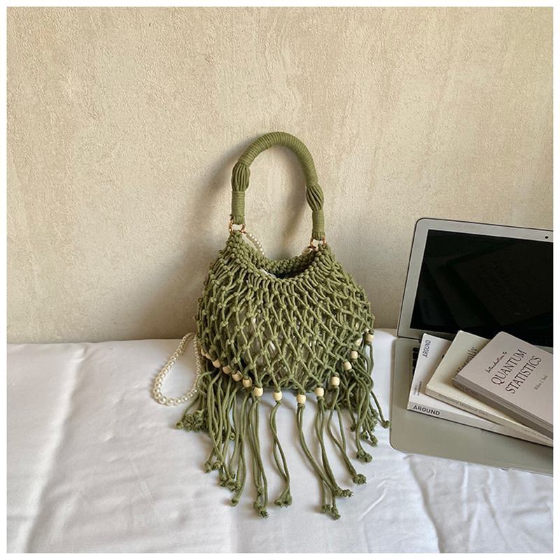 IELGY Woven Hollow Bag Bohemian Tassel Bag Seaside Vacation Beach Messenger Bag