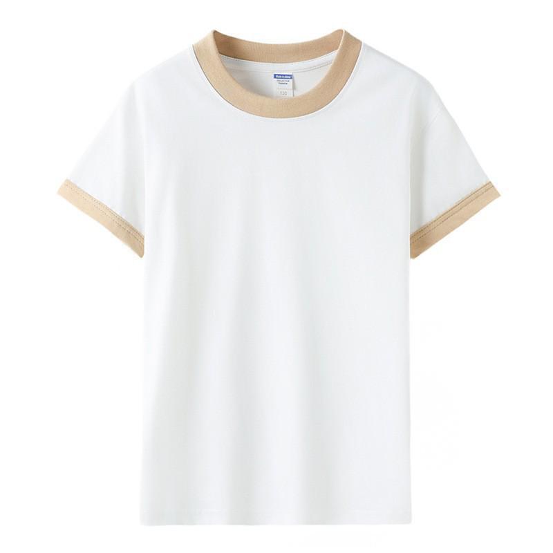 Children's Summer Color Block Short Sleeve T-shirt - Unisex Casual Fashion for Kindergarten Activities