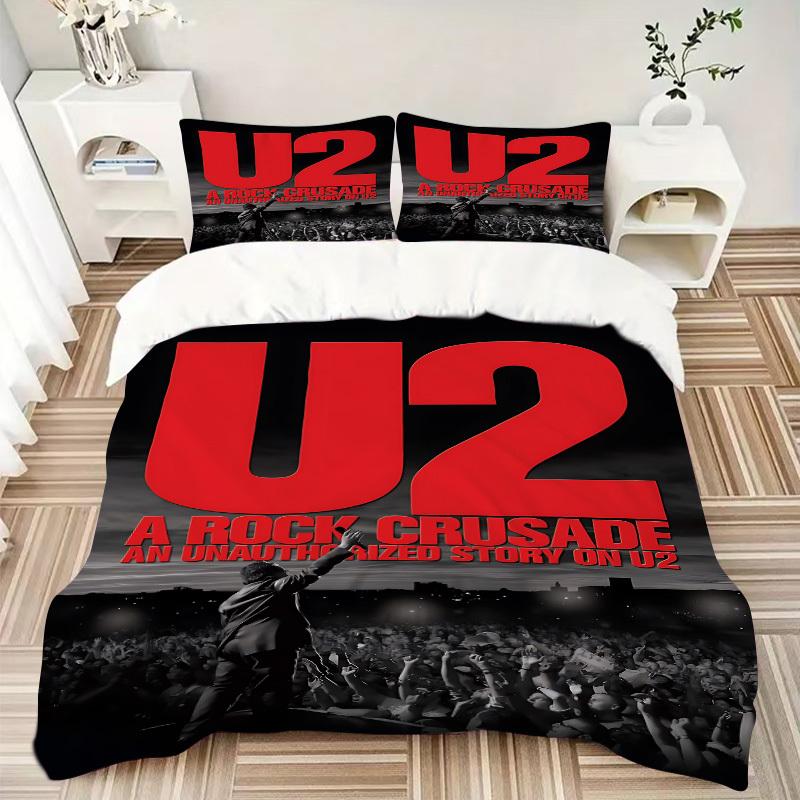 3pcs U2, Rock Crusade Duvet Cover Set - Soft & Breathable Bedding, Includes 1 Duvet Cover and 1/2 Pillowcases (No Insert) yy251107199