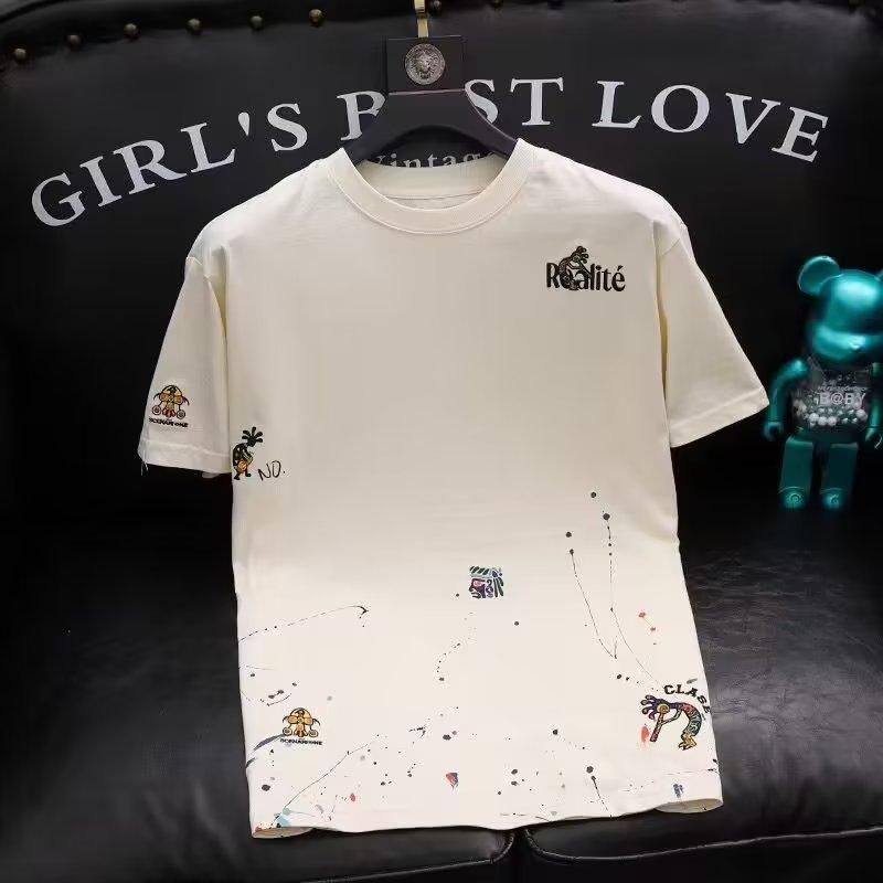 Y2K Мужские вышитые принтованные футболки с коротким рукавом Летняя мода Хлопок с коротким рукавом Футболки XXXL белый 1327₽