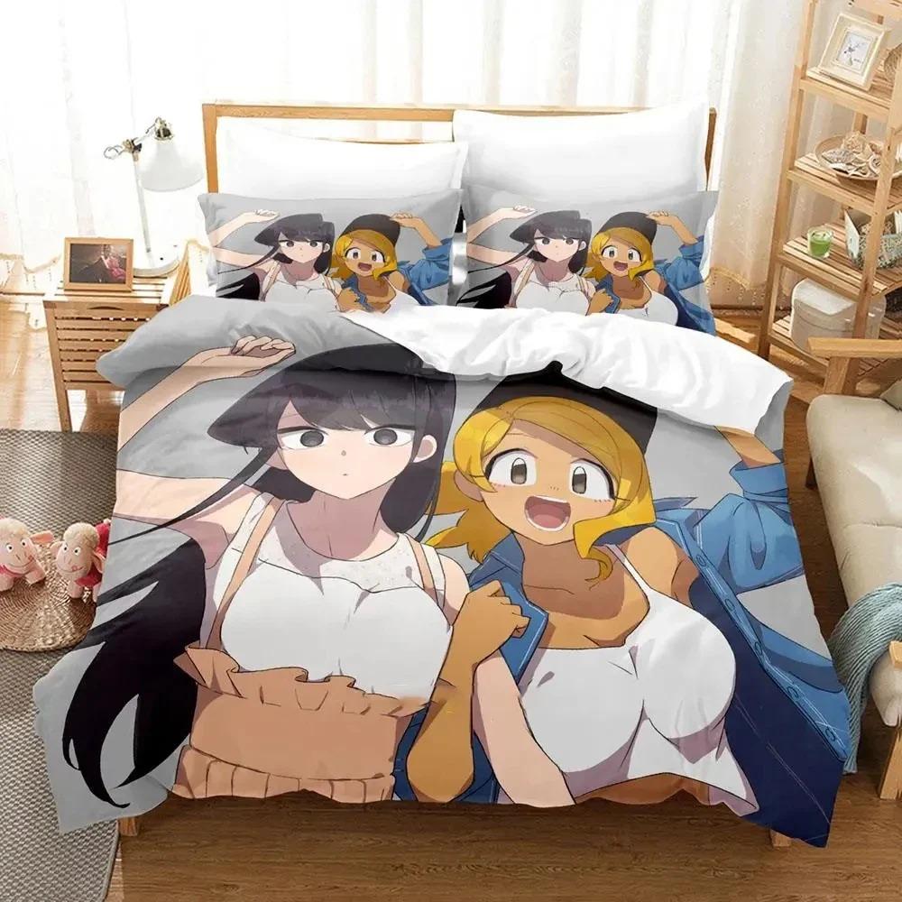 3d Anime Komi-san wa, Komyushou desu Bedding Set Boys Girls Twin Queen Size Duvet Cover Pillowcase Bed Kids Adult Home Textiles