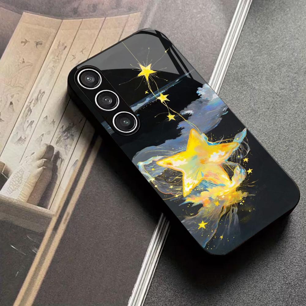 Golden Star Protective Exquisite High-end PhoneCase Glass PhoneCase for Samsung Galaxy S26 S25 S24 S23 S22 S21 FE,Ultra,Plus