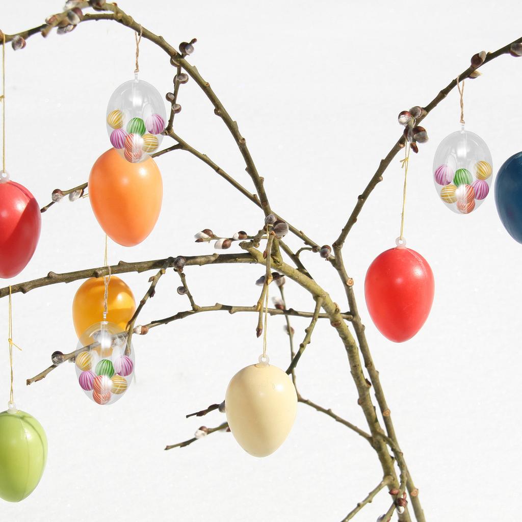 12Pcs Clear Plastic Egg Shaped Ornament Fillable Hollow Balls for Holiday DIY Decoration Christmas Tree Hanging Baubles Easter