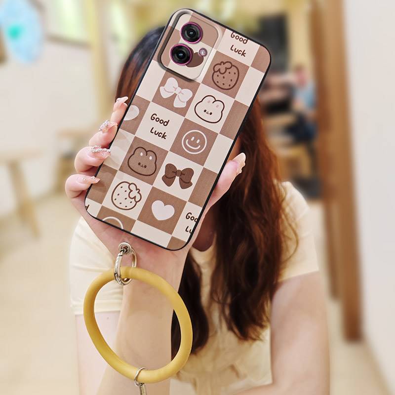 Protective Personality Phone Case For MOTO G55 5G Creative Solid Color Cute Heat Dissipation Bracelet Waterproof Ring