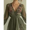 Floral Print Maxi Dress Women Long Sleeve V Neck High Waist Loose Party Dress Sexy Hollow Spring
