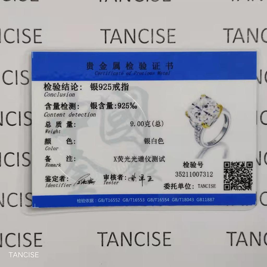 Tancise Classic 925 Sterling Silver  Zircon Ring Ladies Jewelry Wedding Promise   Party Gift