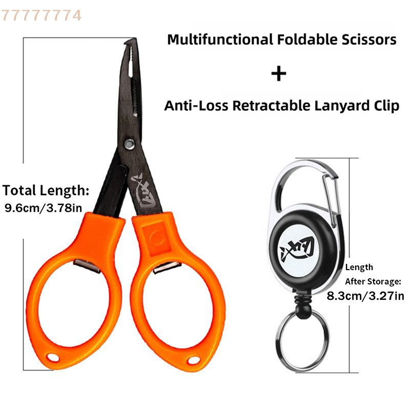 Multifunctional Mini Fishing Pliers with Foldable Lure Scissors, Stainless Steel, Portable Design, Curved Mouth Hook Remover