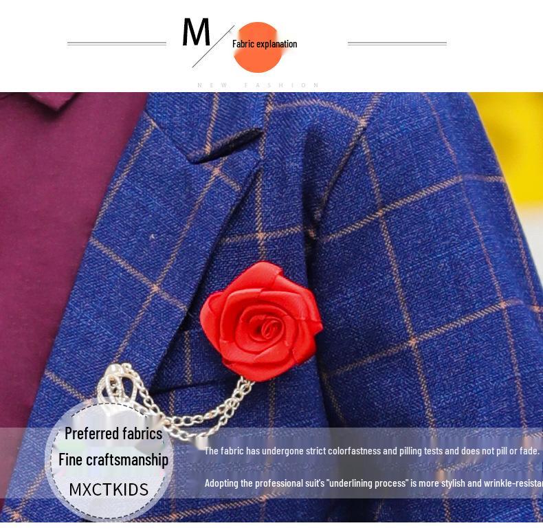 Boys' British Style Plaid Tuxedo - Autumn/Winter Children's One-Piece Suit