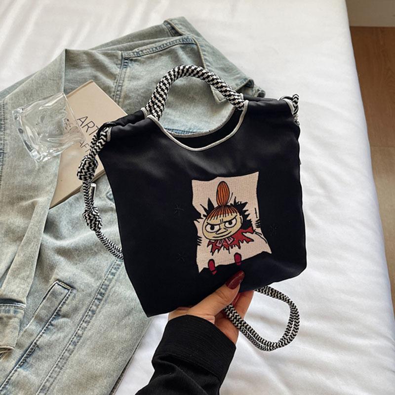 Canvas Bag Women's Autumn and Winter New Versatile Casual Shoulder Messenger Bag Popular Bucket Bag