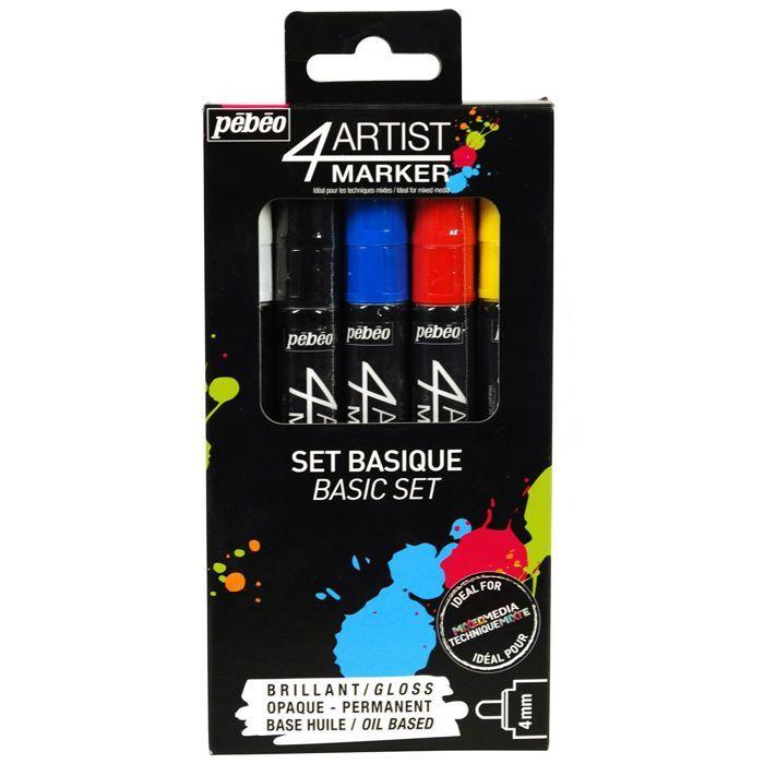 Oil Markers - PEBEO - 4Artist Marker - 5 Markers - 4 Mm Round Tip - Multicolour