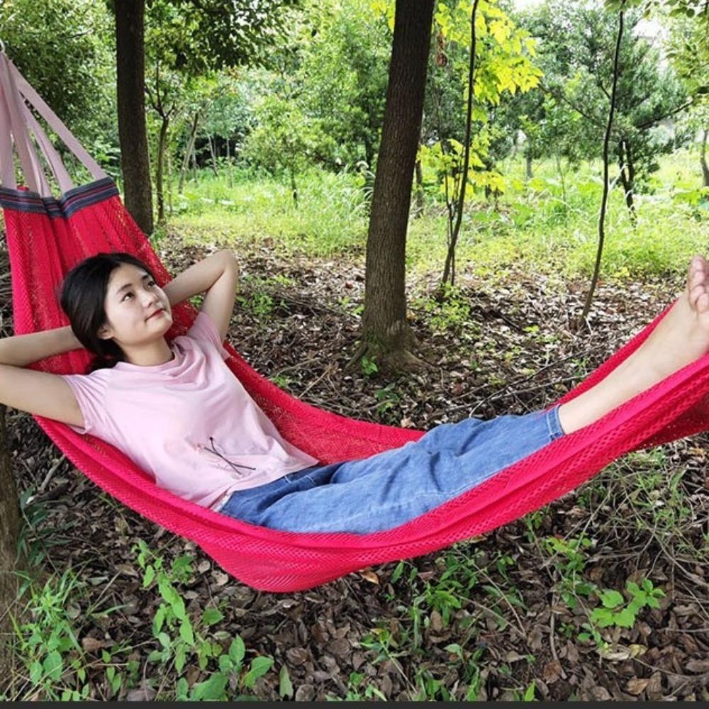 Portable Ice Silk Mesh Hammock With Storage Bag Load-bearing 200KG Leisure Swing Single Wide Swing Chair Garden