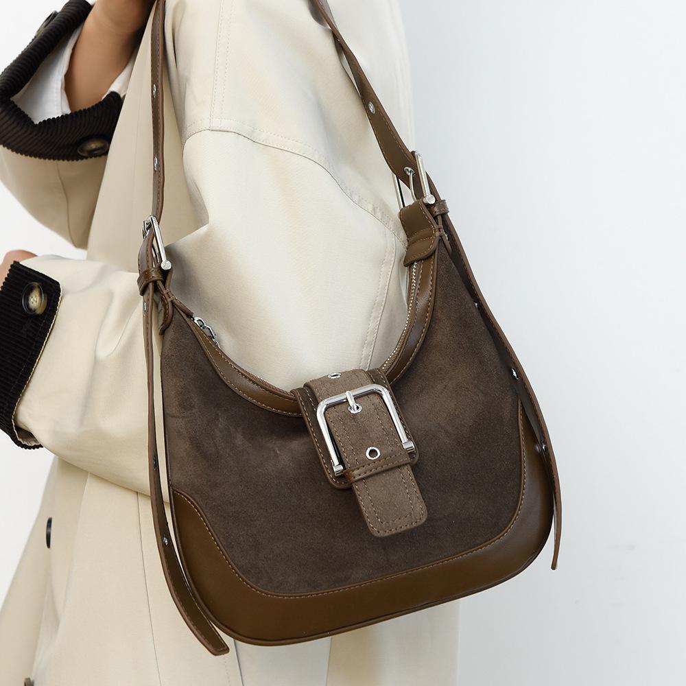Shoulder Bag, Autumn and Winter Frosted Leather Women's Bag, High-end Sensory Bag, Women's Large Capacity Commuting Fashionable Crossbody Bag