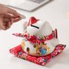 6 Inch Ceramic Lucky Cat Money Box Ornament Maneki Neko Decoration Figure Feng Shui Fortune Cat Business Gift