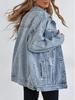 Women's Oversized Ripped Denim Boyfriend Jacket