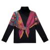 Autumn and Winter New Fashion Fake Two-piece Printed Western-style Long-sleeved Half Turtleneck Bottoming Shirt Top