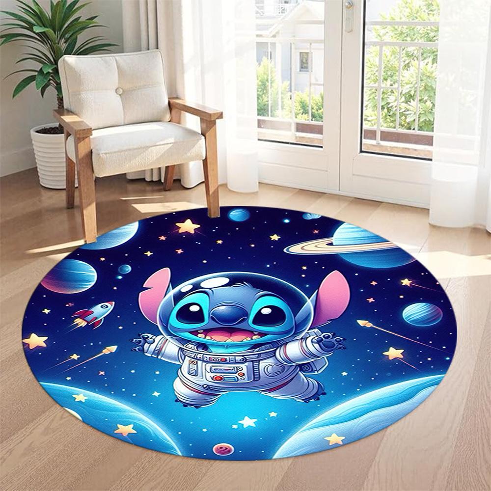 Stitch Tropical Round Carpet Design for Dining Room Game Room Playrooms Entryway Anti-slip Round Rug Office home decor Gift for Festivals