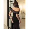 Xiaoke Wiwi Fashion Style off-Shoulder Dress Women's Summer New Arrival Adult Lady like Woman Annual Meeting Black Dress Long Skirt