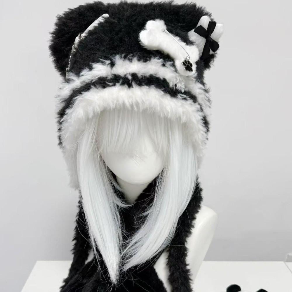 Dziewczęcy Puszysty Gotycki Kapelusz Harajuku Dzianinowy Punkowy Kapelusz Lolita Mała Kość Krzyż Gwiazda Styl Y2K Czapka Beanie