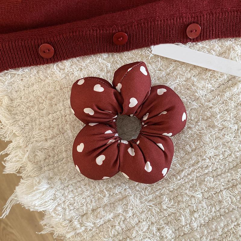 Korean Style Cotton Cute Little Flower Scrunchie for Women Love Bow Plaid Pattern Hair Rope Elastic Hair Band Hair Accessories