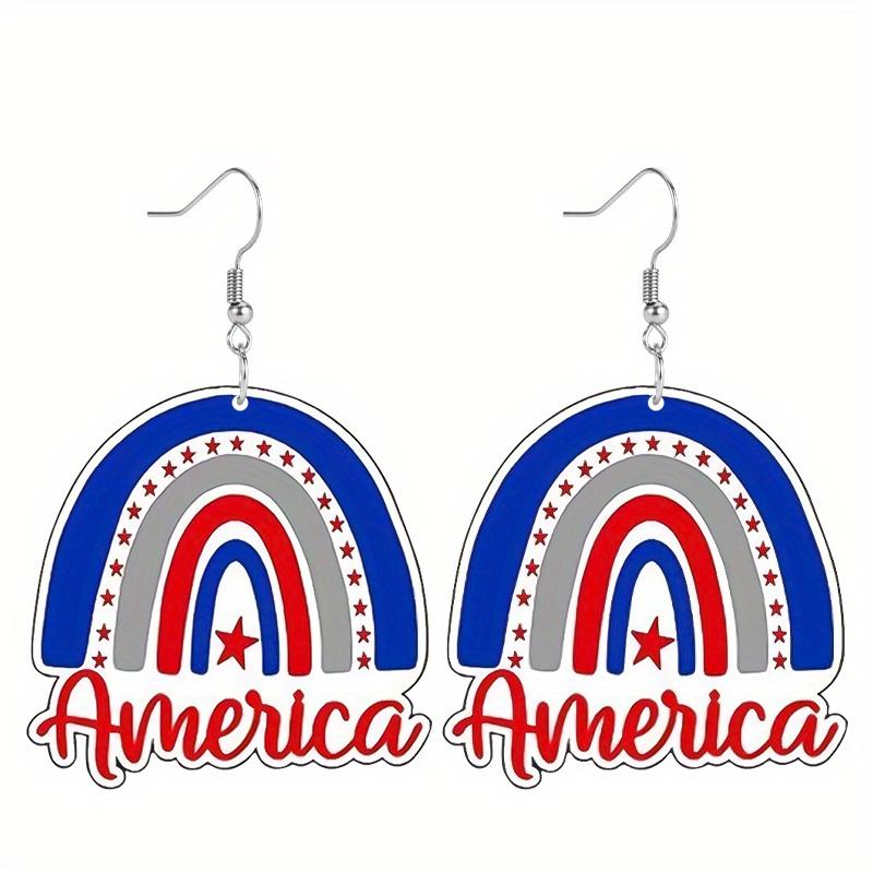 Independence Day Earring Memorial Day Earring Fashion Colorful Flag Sunflower Acrylic Earrings for Women Holiday Earrings