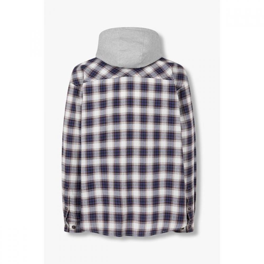 [men] Detachable Hoodie Check Shirt Jumper  91m6113113 