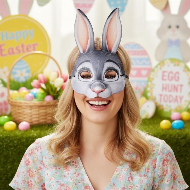 1/2/3dílná pohodlná přenosná EVA králičí maska na velikonoční večírky, maškarní plesy, měkké materiály, kreslený design, festivalová akce