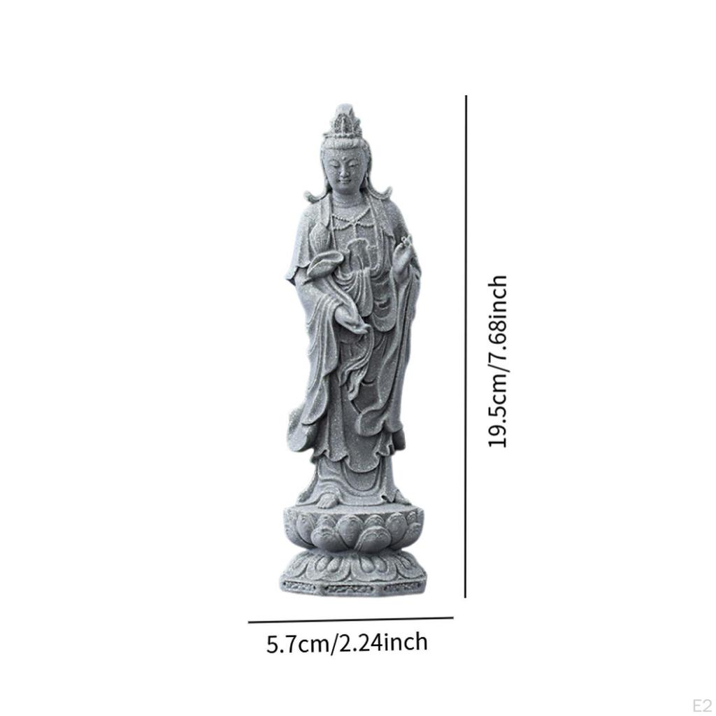 Guan Yin Horse Figurine Sculpture Collectible Art Ornament Female Buddha Statue for Bookshelf