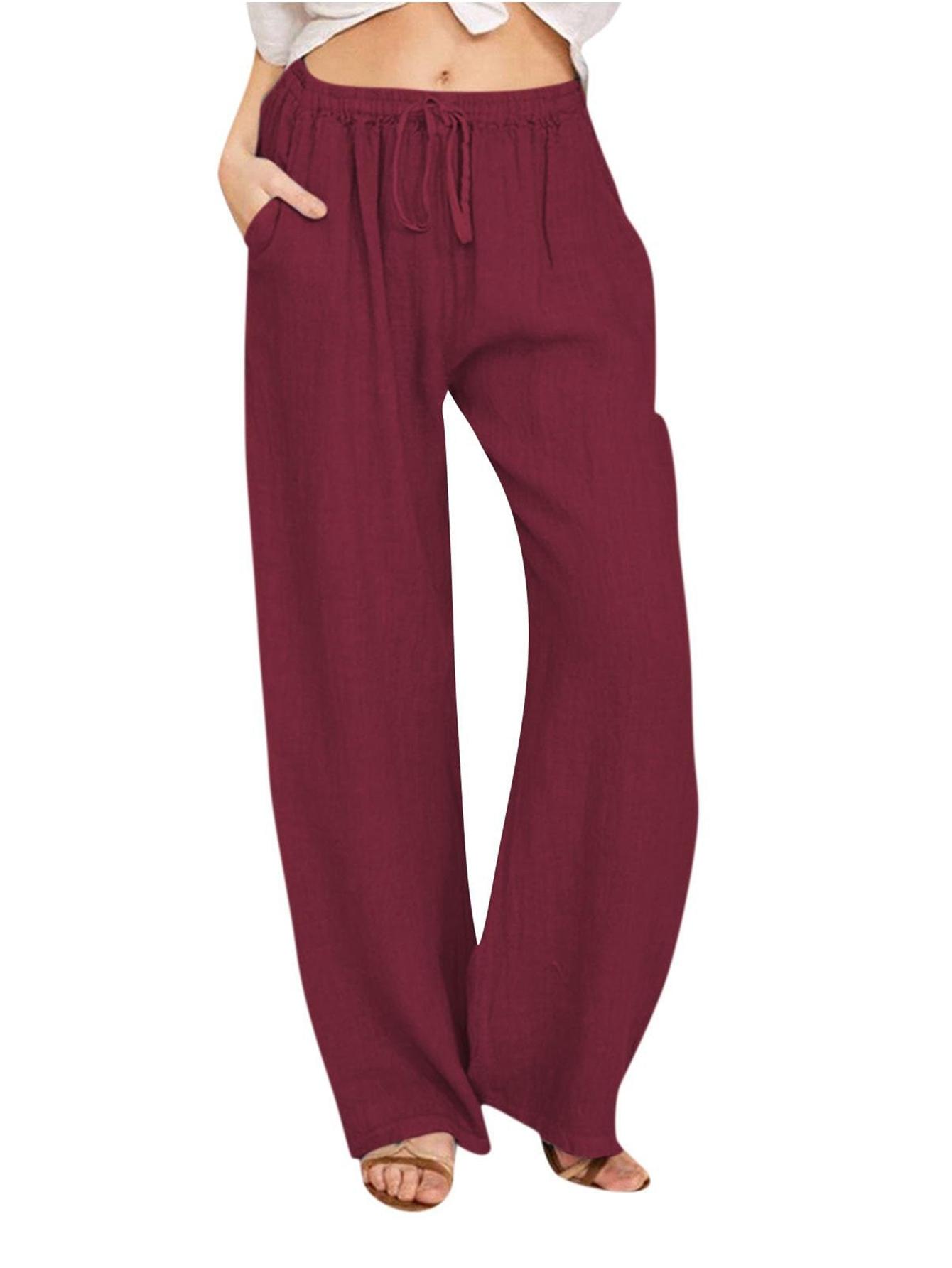Women Loose Casual Drawstring Pants Slim Long Pants XL
