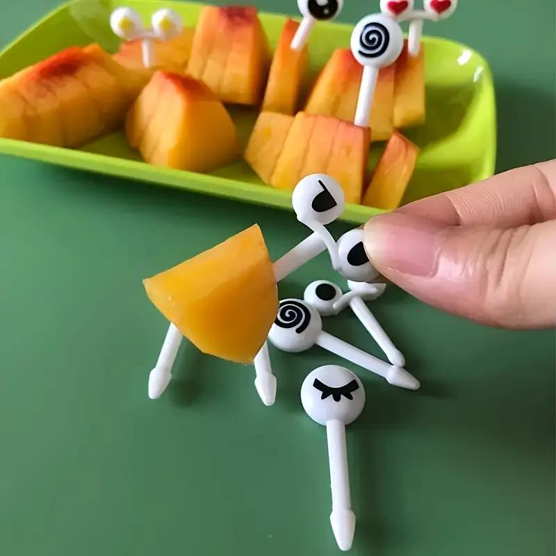10pcs/set Cartoon Cute Baby Stainless Steel Fruit Fork with Small Ceramic Jar Household Creative Safety Children's Fruit Forks