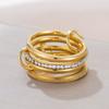 Multiple Layers Zircon Rings Women Stainless Steel Gold Finger Ring Minimalist Jewelry Gift
