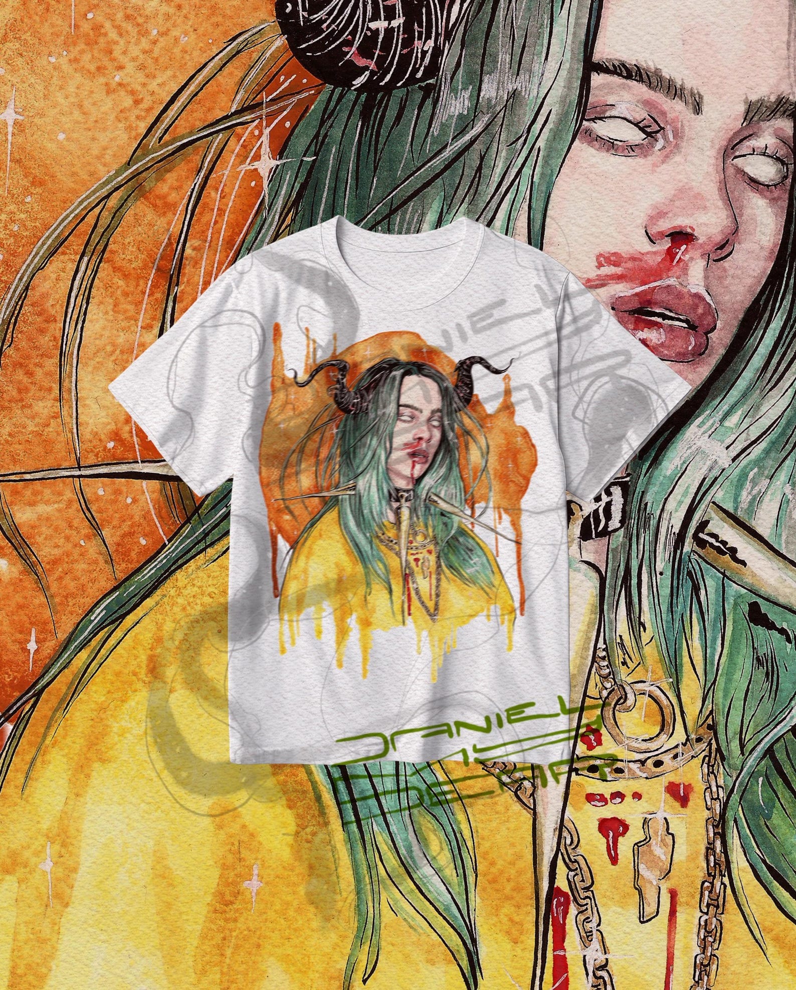 Demon Girl T-Shirt: Horror Gothic Vampire Pop Art Illustration anime kawaii 2XL