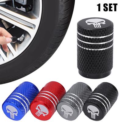 4pcs Skull Pattern Tire Valve Caps Decor Aluminum Alloy Dustproof Cover Wheel Tyre Stem Valve Cap for Car Motorcycle Bike Auto