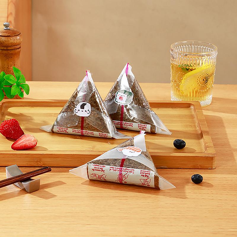 10/50/100 Pezzi Sacchetti Triangolari Monouso a Doppio Strato per Confezionare Palline di Riso Sacchetti per Onigiri Sushi con Alga Nori Involucri per Onigiri Sacchetti di Plastica
